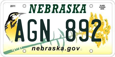 NE license plate AGN892