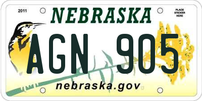 NE license plate AGN905