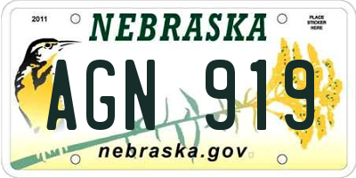 NE license plate AGN919