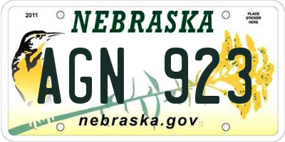NE license plate AGN923