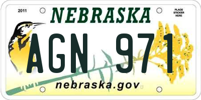 NE license plate AGN971