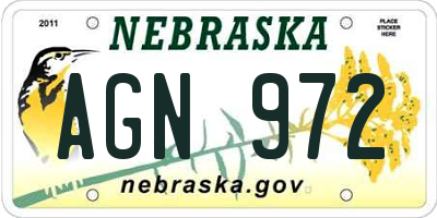 NE license plate AGN972