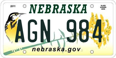 NE license plate AGN984