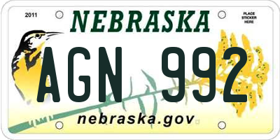 NE license plate AGN992