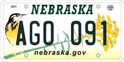 NE license plate AGO091