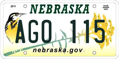 NE license plate AGO115
