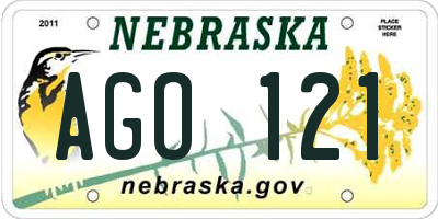 NE license plate AGO121