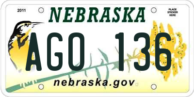 NE license plate AGO136