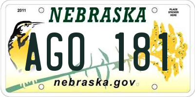 NE license plate AGO181