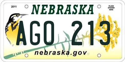 NE license plate AGO213