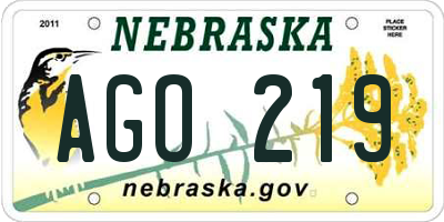 NE license plate AGO219