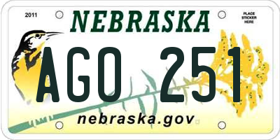 NE license plate AGO251