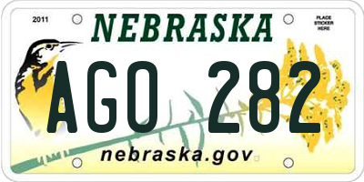 NE license plate AGO282