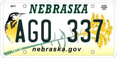 NE license plate AGO337