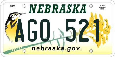 NE license plate AGO521