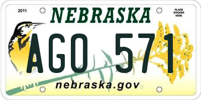 NE license plate AGO571