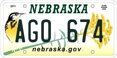 NE license plate AGO674