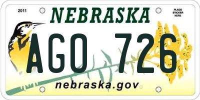 NE license plate AGO726