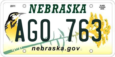 NE license plate AGO763