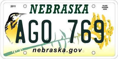 NE license plate AGO769