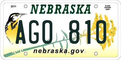 NE license plate AGO810