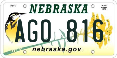 NE license plate AGO816