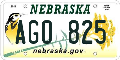 NE license plate AGO825