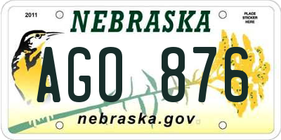 NE license plate AGO876