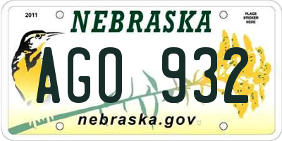 NE license plate AGO932