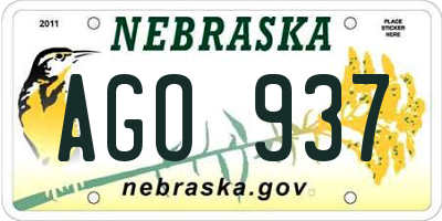 NE license plate AGO937