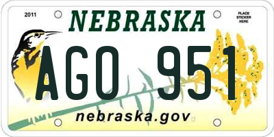 NE license plate AGO951
