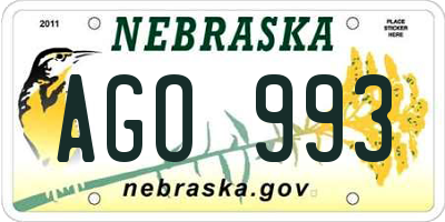 NE license plate AGO993