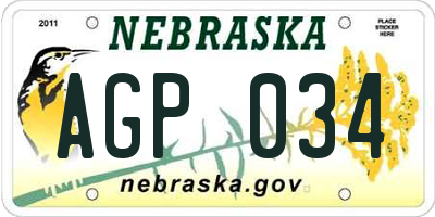 NE license plate AGP034