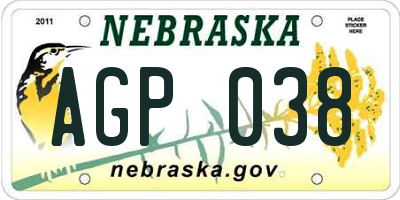 NE license plate AGP038
