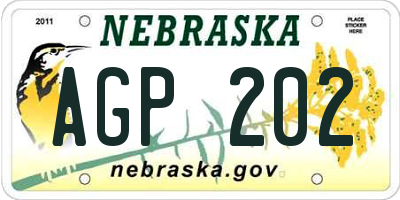 NE license plate AGP202