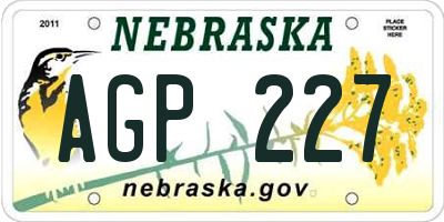 NE license plate AGP227