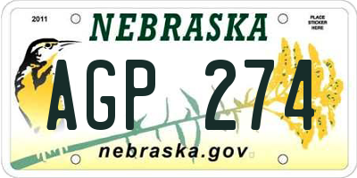 NE license plate AGP274