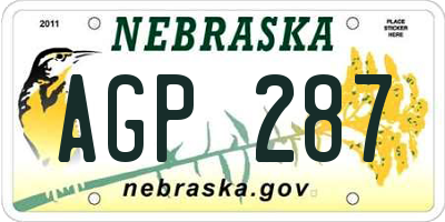 NE license plate AGP287