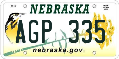 NE license plate AGP335