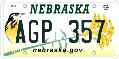 NE license plate AGP357