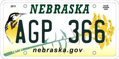 NE license plate AGP366