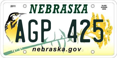 NE license plate AGP425