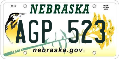 NE license plate AGP523