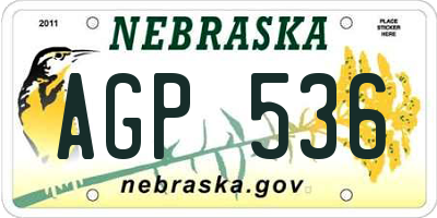 NE license plate AGP536