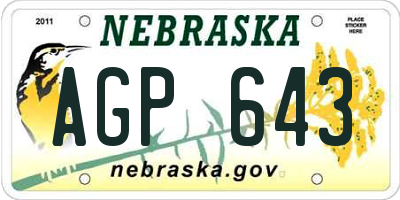 NE license plate AGP643