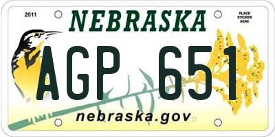 NE license plate AGP651