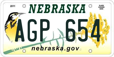 NE license plate AGP654