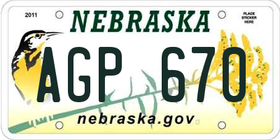 NE license plate AGP670