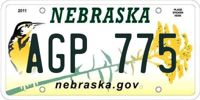 NE license plate AGP775
