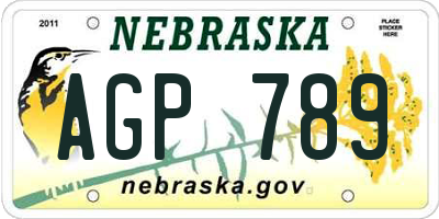 NE license plate AGP789
